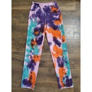 Vintage Roper Jeans Tie Dye Size 3 Western Cotton 26" Waist Diagonal Button Fly